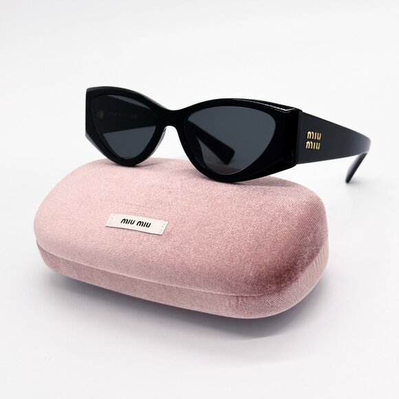 NEW MIU MIU MU06YS 1AB5S0 WOMEN SUNGLASSES SMU 06Y 1AB5S0 BLACK EYEWEAR - Picture 1 of 10